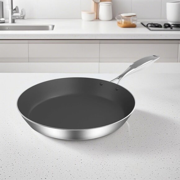 SOGA Stainless Steel Fry Pan 36cm Frying Pan Induction FryPan Non Stick Interior - Picture 1 of 9
